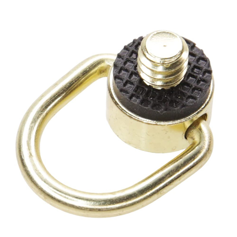 Foto&Tech Stainless Steel 1/4"-20 Rubber Padded D Ring Screw, D-Shaped Ring Camera Sling Screw for Shoulder Straps, Wrist Straps, Selfie Sticks, Gimbals (2 Pieces, Gold) 2 Pieces