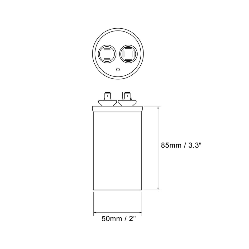 uxcell Run Capacitor Round CBB65 15uF 15mfd 450V AC 40/85/21 Aluminum Case with Terminal for Air Conditioner Compressor Motor Heat Pump Condenser 2Pcs
