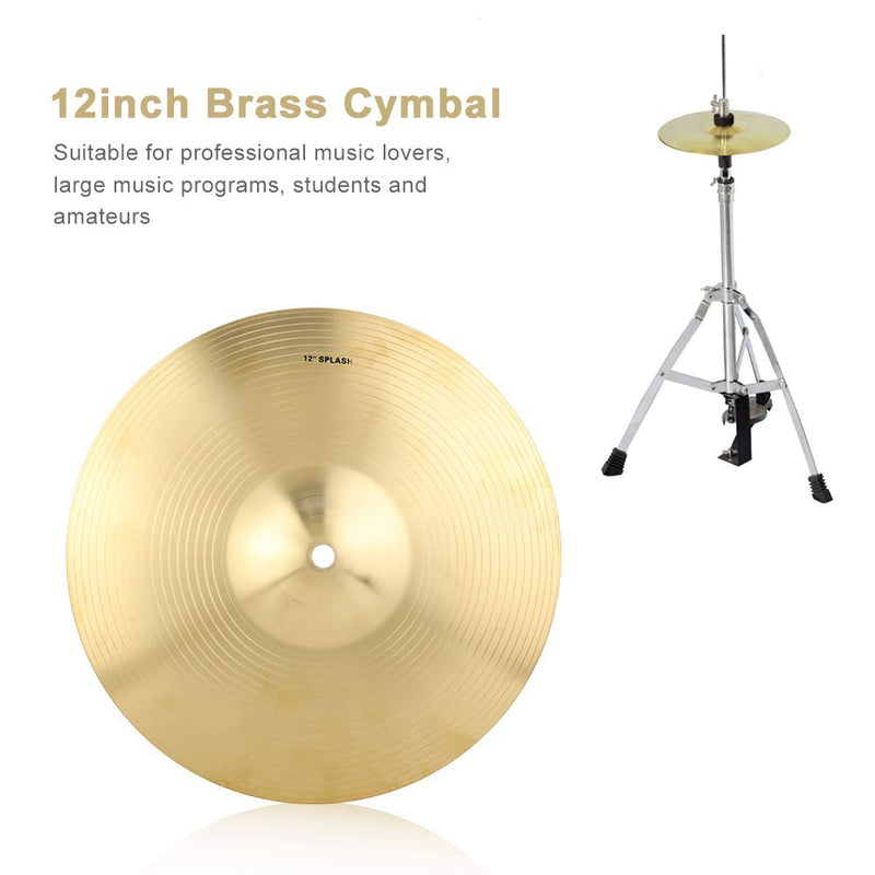 Bnineteenteam 12 inch Crash Cymbal Durable Brass Crash Cymbal Musical Instrument Accessory for Drum Set