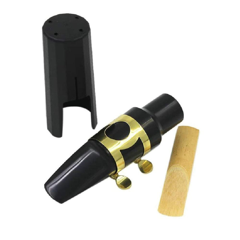 MUPOO 4C Alto Saxophone Mouthpiece with Ligature, One Reed and Plastic Cap (Gold Lacquered)