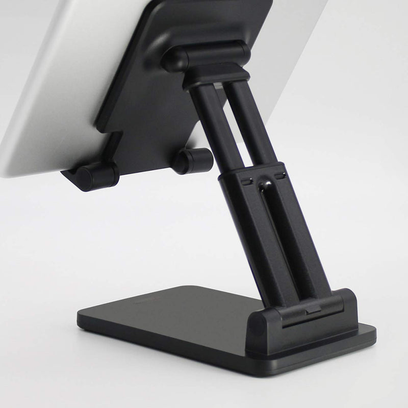 Foldable Cell Phone Stand for Desk, Angle & Height Adjustable Desk Phone Stand Holder with Stable Anti-Slip Design, Compatibel with iPhone 12/12 Pro/11/Smartphones/iPad Mini/Kindle/Tablet - Black