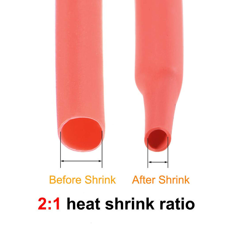uxcell Heat Shrink Tubing, 4"(100mm) Dia 162mm Flat Width 2:1 Ratio Shrinkable Tube Cable Sleeve 1m - Red