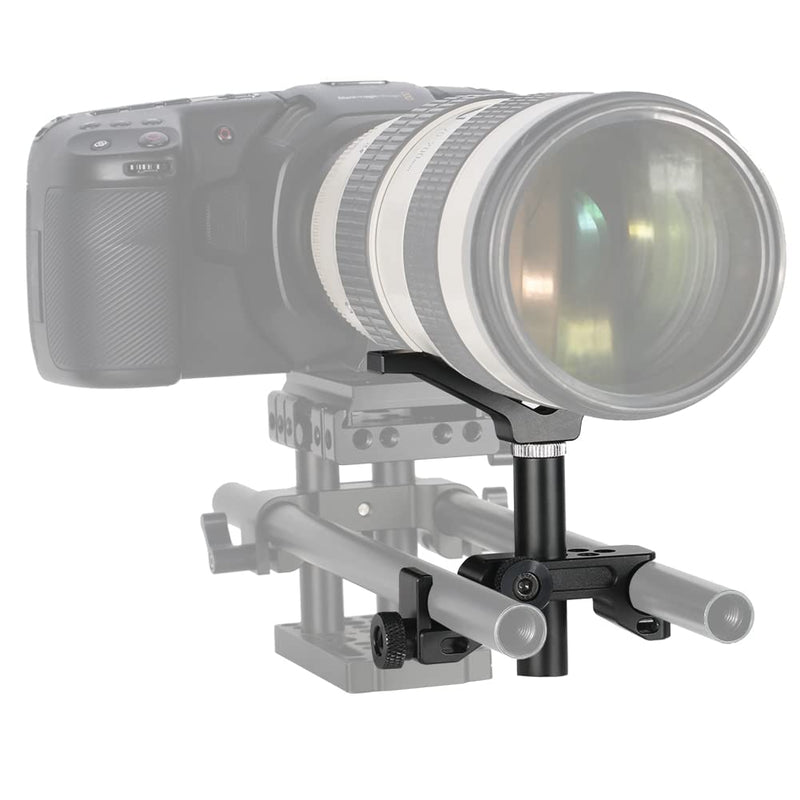NICEYRIG 15mm LWS Rod Lens Support Y-Bracket, 64mm Vertical Adjustment Applicable for Heavy Long Lens Diameter 50mm to 140mm - 475