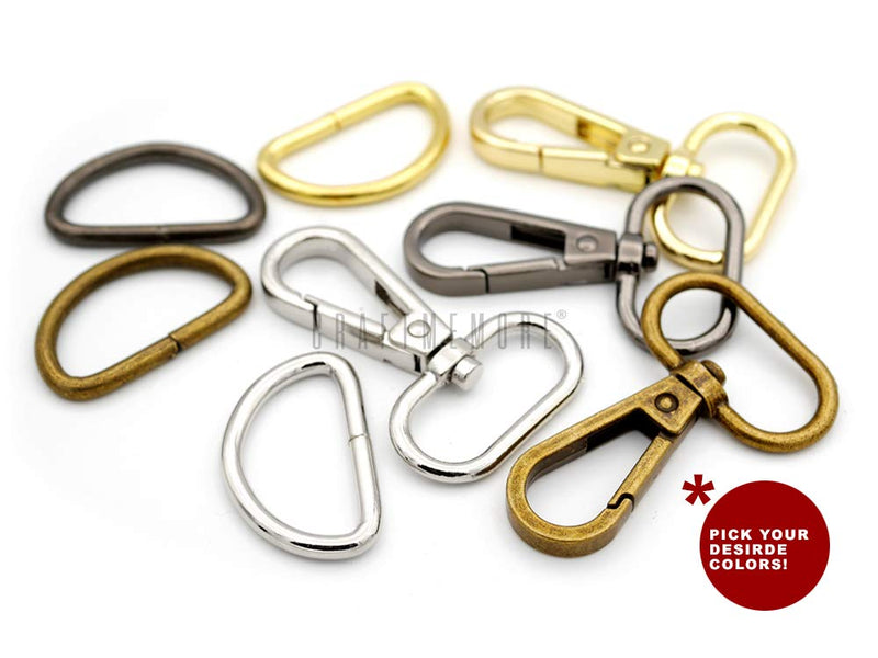 [AUSTRALIA] - CRAFTMEMORE 10 Sets Gunmetal Snap Hooks Lobster Clasp Black Swivel Push Gate Fashion Clips with D Rings Bag Craft Accessories FSD1 (1 Inch) 1 Inch 