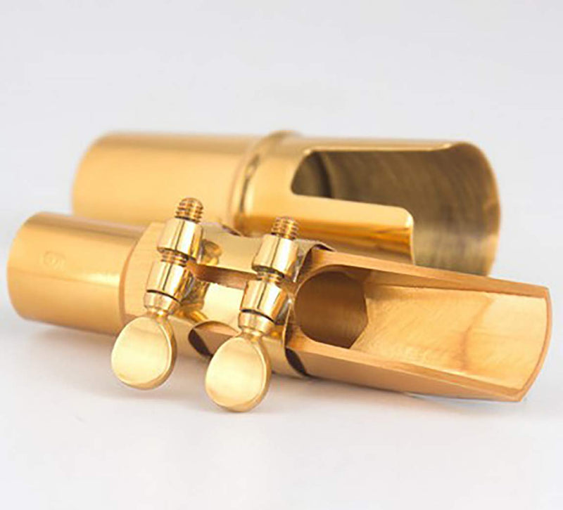 Aibay Metal Eb Alto Saxophone Mouthpiece + Cap + Ligature Size 7 Gold (7, Metal Gold)