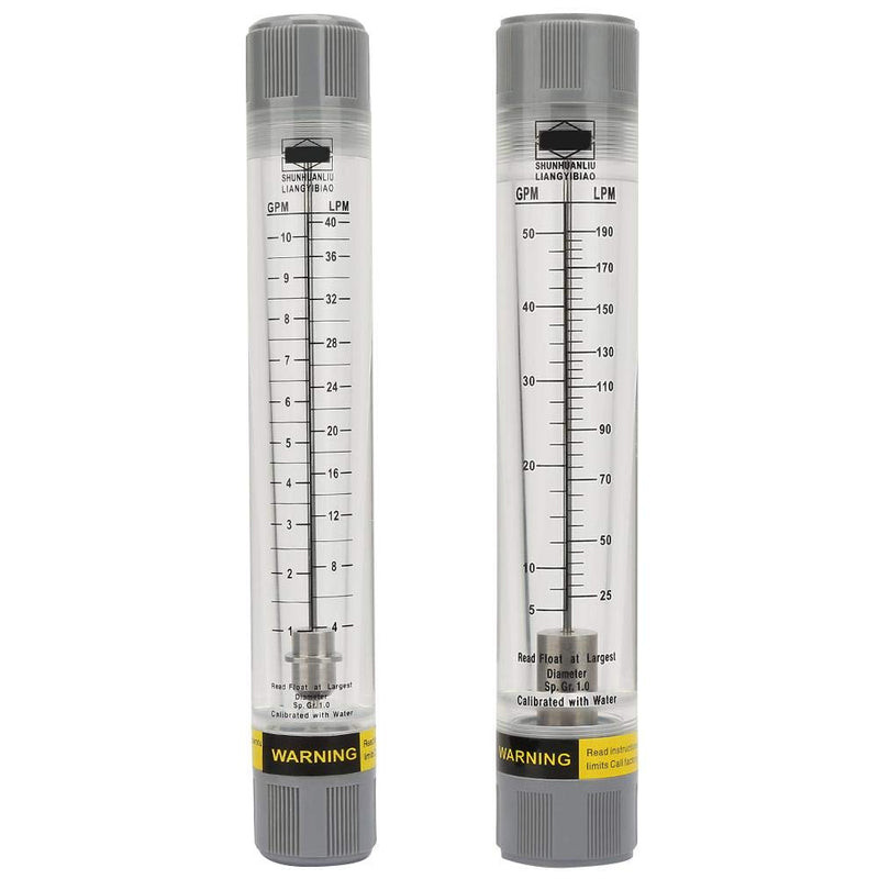 Water Liquid Inline Flowmeter 1" PT Female Threaded, 5-50GPM Clear Acrylic Water Flowmeter with Stainless Steel Float for Pipeline Flow Measure