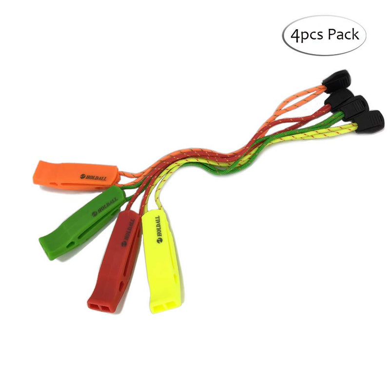 HOLDALL Emergency Whistle with Lanyard, Safety Whistle for Outdoors Camping Survival Kayak Boating & Signaling (Red,Orange,Green,Yellow)