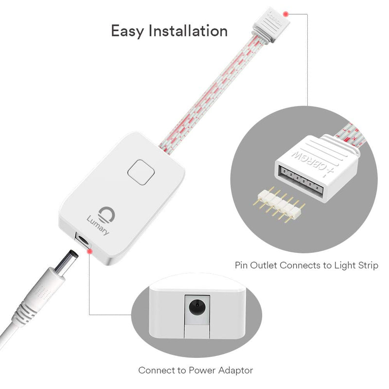 [AUSTRALIA] - Lumary WiFi RGBWW LED Controller for Lumary/iLintek Light Strips Timing Function Music Sync Compatible with Alexa Google Home(WiFi Controller) WIFI Controller 