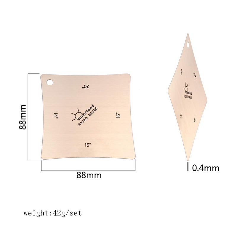 Alnicov Stainless Steel Guitar Fingerboard Fretboard Saddle Nut Radius Gauges Measuring Tool Set of 2