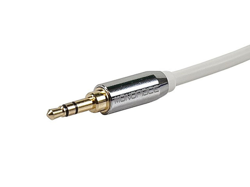 Monoprice Audio Cable - 10 Feet - White | Stereo Male to RCA Stereo Male Gold Plated Cable for Mobile