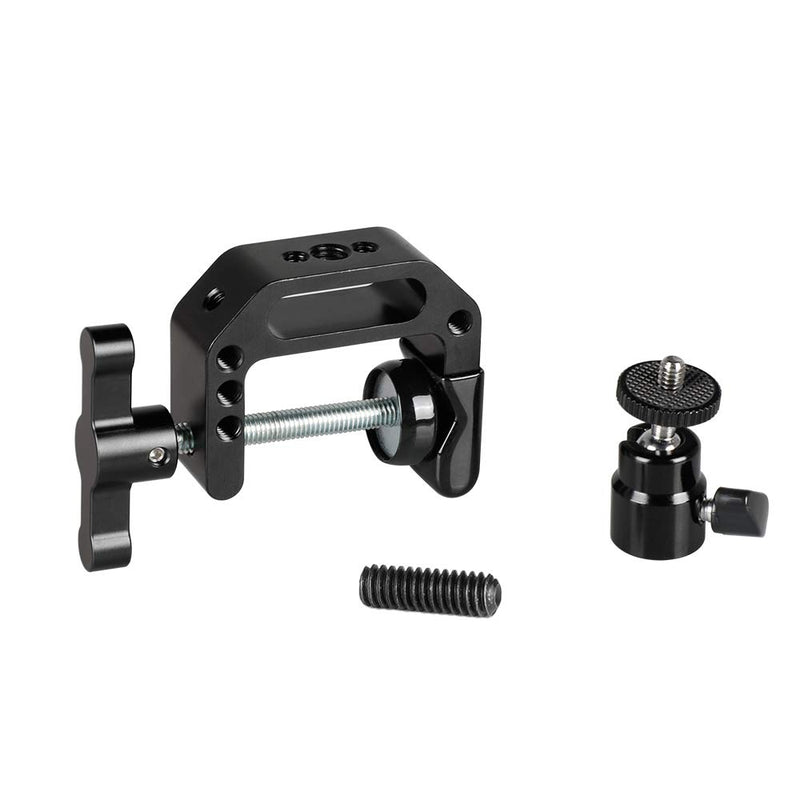 CAMVATE Heavy-Duty C Clamp Articulated 1/4"-20 Ball Head Support Holder (Black Locking Knob)