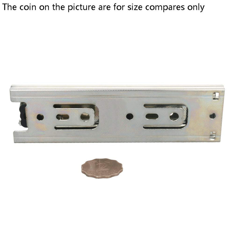 MroMax 6-Inch Drawer Slides, Full Extension Ball Bearing Slide Track Rail 45mm Wide 100lb Capacity Silver Tone 1 Piece