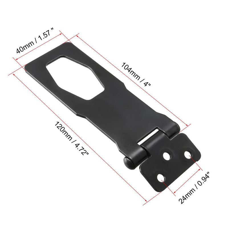 uxcell 4-inch Keyed Hasp Locks Zinc Alloy Twist Knob Keyed Locking Hasp W Screws for Door Cabinet Keyed Alike Black 2Pcs