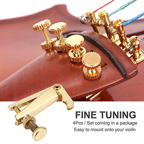 Drfeify Violin String Adjusters, 4Pcs Durable Alloy Fine Tuners String Adjusters Replacement Parts for3/4 4/4 Violin