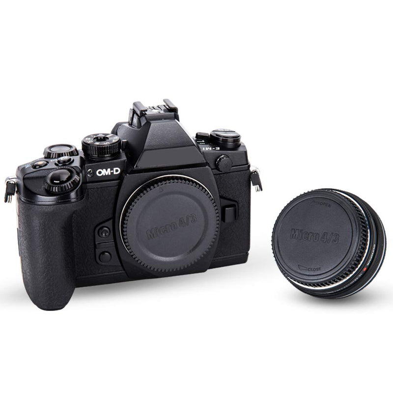 2 Pack Micro 4/3 Mount Body Cap Cover & Rear Lens Cap for Panasonic G9 G7 G85 G95 GH6 GH5 GH5S GH4 GH3 GX9 GX8 GX85 GF9 GF10 Olympus OM-D E-M1 E-M5 E-M10 E-M1X Pen E-PL10 E-PL9 E-PL8 E-PL7 E-P3 & More For Micro 4/3 Mount