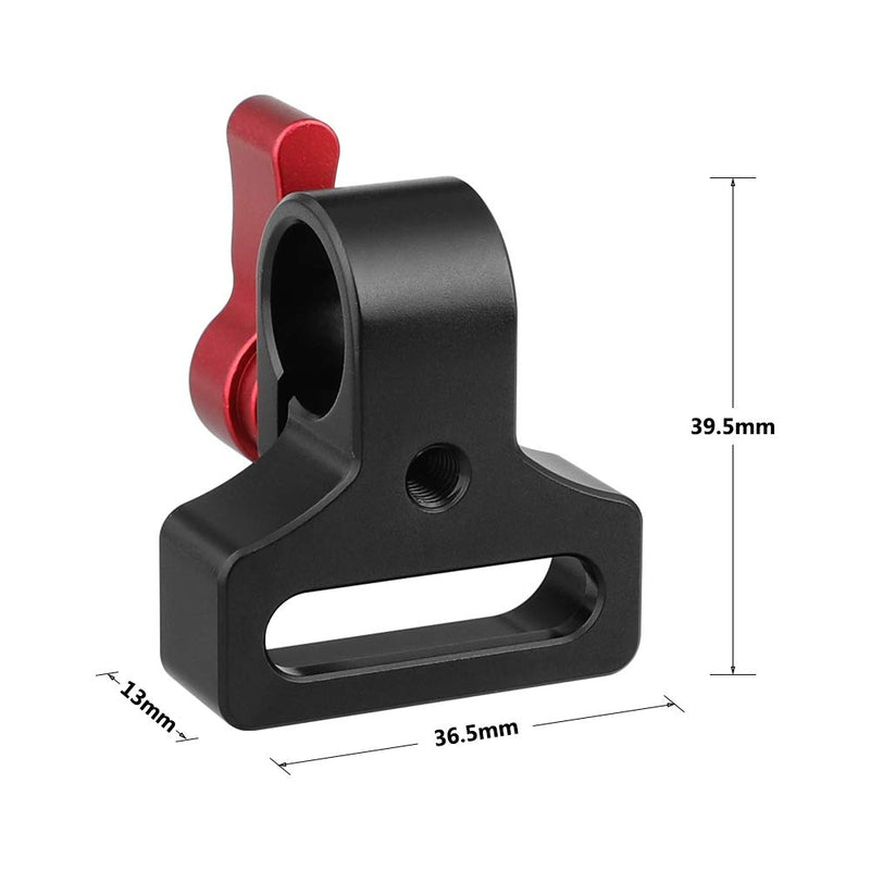 CAMVATE 15mm Single Rod Clamp Extension Adapter Install on Two 1/4-20 Thread Hole for Camera DIY Accessory(Red Knob)