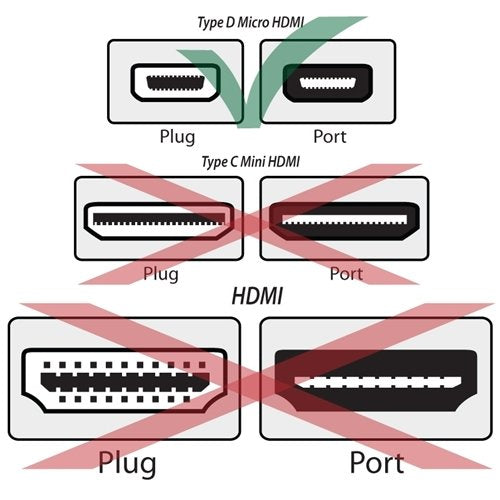 [AUSTRALIA] - 6ft Micro-HDMI (type D) to Regular HDMI (type A) high Speed Cable with Ethernet (up to 1440p) for MOTOROLA MB810 DROID X / HTC Touch EVO 4G 