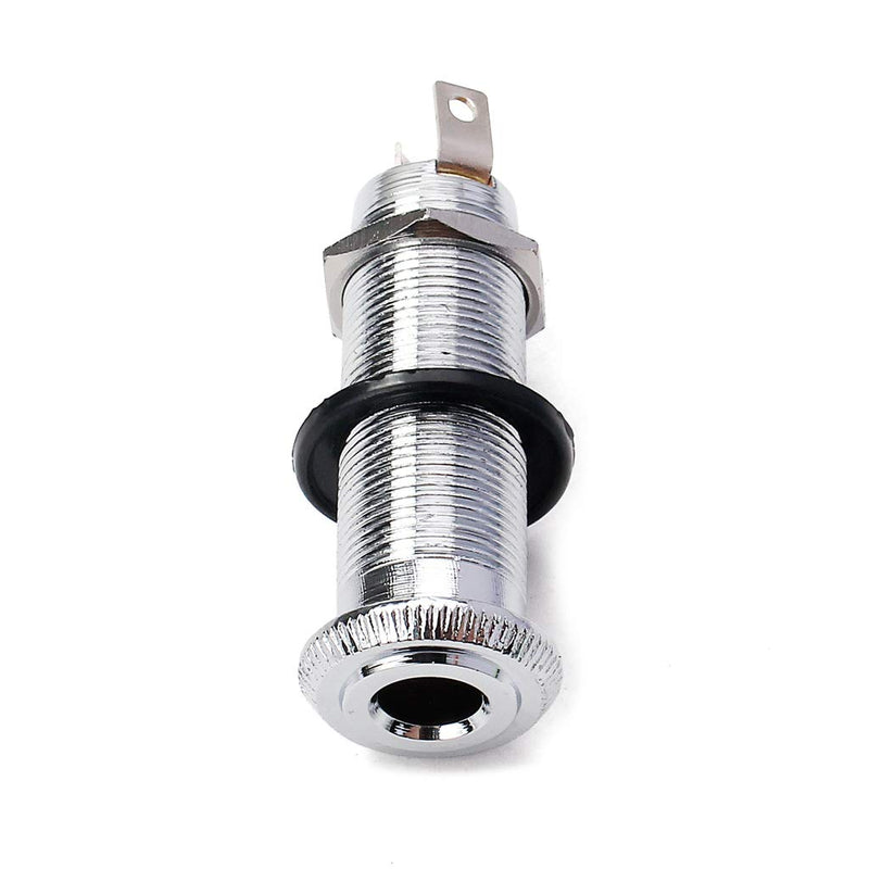 Alnicov Cylinder Clip End Pin Mono Panel Output Jack Socket For Electric Guitar Bass 6.35MM,Chrome