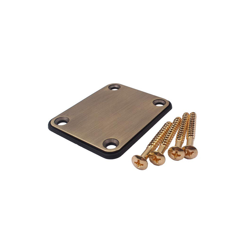 Alnicov Electric Guitar Neck Plate with 4 Screws For Strat Tele Style Electric Guitar Bass Brass