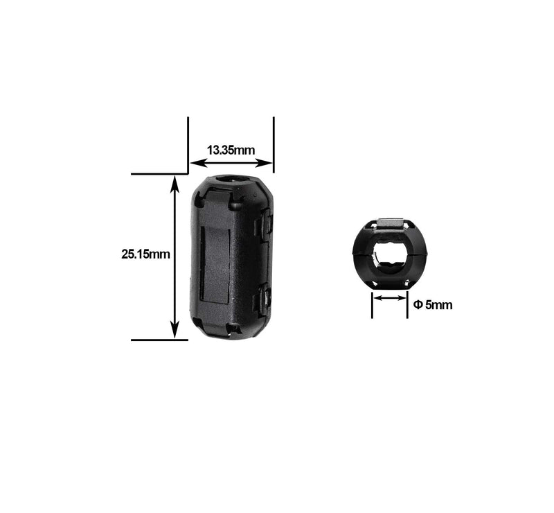 Ferrite Cable Clip, Ancable 10-Pack 5mm Double Clip-on Ferrite Ring Core RFI EMI Noise Suppressor Cable Clip for Video Cable, Coax Cable, Power Cable (Black) 10 Pcs 5mm