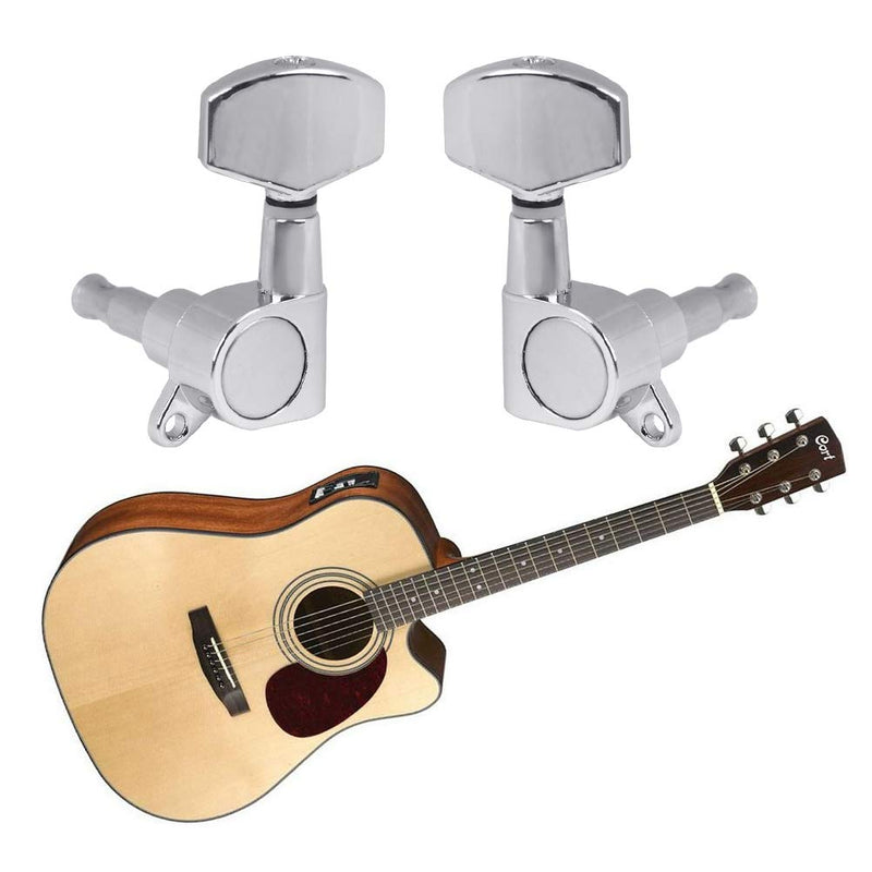 TIMESETL 6 Pieces Guitar Machine Heads Knobs Guitar String Tuning Pegs Machine Head Tuners for Electric or Acoustic Guitar (3 Left + 3 Right)