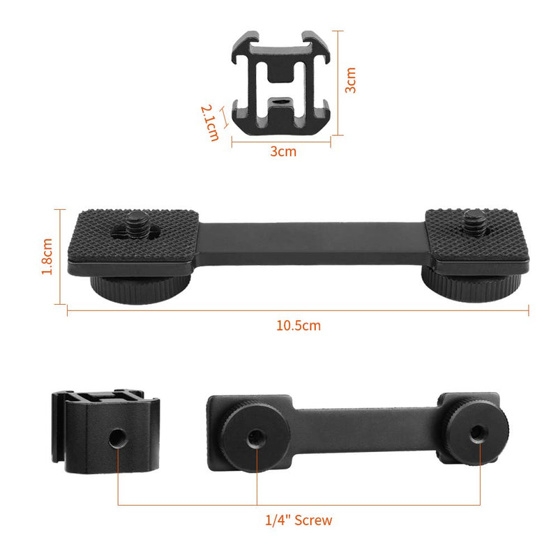 Triple Cold Shoe Mount Gimbal Extension Bracket,Universal Mic Stand and Light Mount Plate Adapter for Zhiyun Smooth 4/Smooth Q/DJI OSMO Mobile 2/Feiyu Vimble 2 Gimbal Stabilizer Accessories