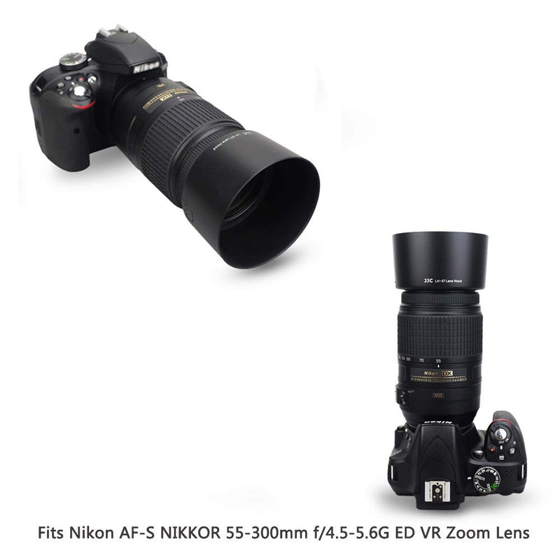 JJC Reversible Dedicated Lens Hood Shade for Nikon AF-S DX NIKKOR 55-300mm f/4.5-5.6G ED VR Zoom Lens, Nikon HB-57 Replacement Lens Hood