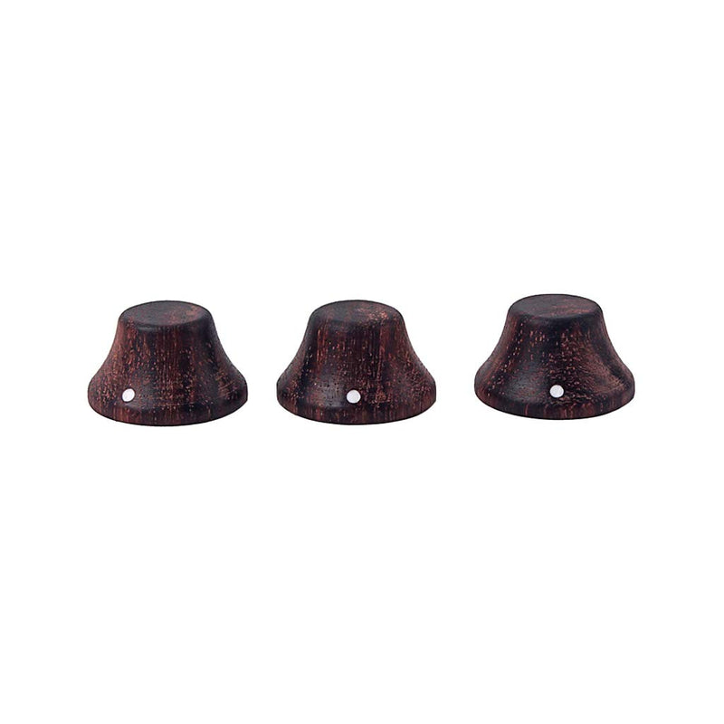 Alnicov 3-Pack Wood Knobs Lp/Strat Style Bell Knobs Guitar Bass Top Hat Wood Knobs With Indicator Dot Rose Wood