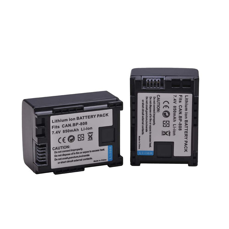 Tectra 2-Pack BP-808 Batteries and USB Dual Charger Kit for Canon BP-807, BP-808, BP-809 and Canon HFM400 HF100 M300 S100 S200 FS36 FS37 HF200 HFS11 HF100 HF20 HG21 FS406