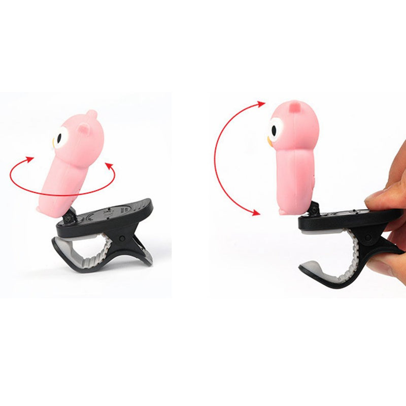 Luvay Clip-On Pink Tuner with Guitar, Bass, Ukulele, Violin, Chromatic Tuning Modes - Cartoon Owl