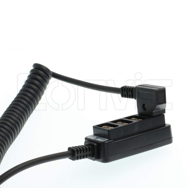 Male D-tap B to 4-Port Female D-Tap P-Tap Hub Adapter Splitter for Photography Power (Straight line) (Coiled Cable) Coiled Cable