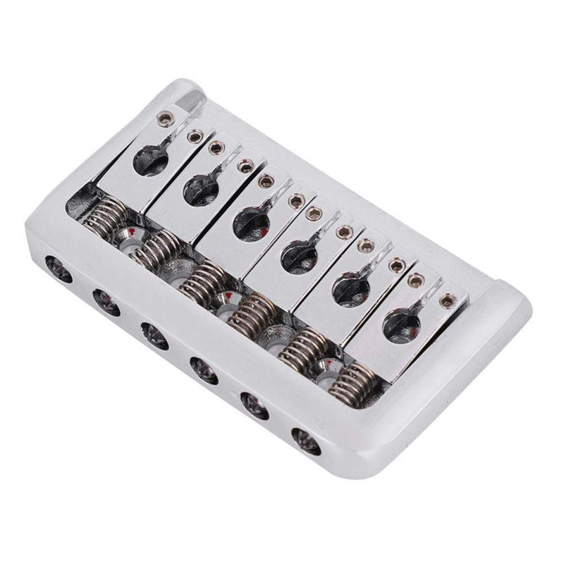 Guitar Bridge, Metal 6 Strings Fixed Hardtail Guitar Bridge Saddle with 4Pcs Screws for Electric Guitar(Silver) Silver