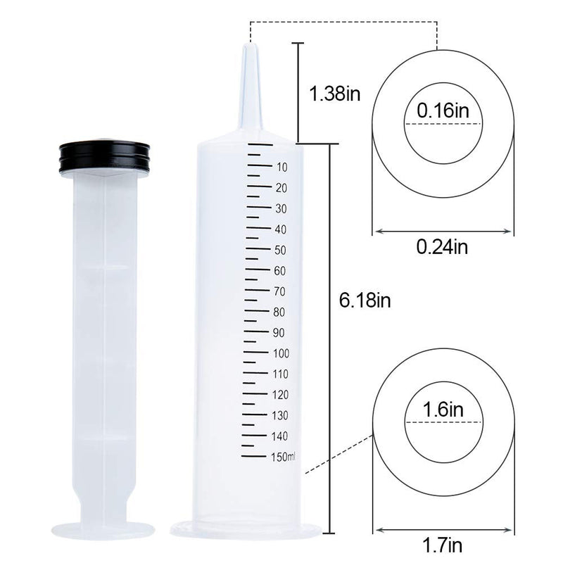 150ml Syringe with 27.6-Inch Tubing, Large Plastic Syringe for Scientific Labs, Nutrient Measuring, Watering, Refilling
