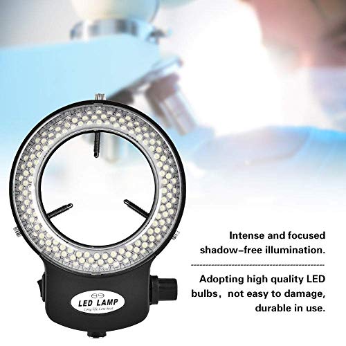 Microscope Camera Ring Lamp 144 LED Beads Light Source Brightness Adjustable Variable Control Shadowless Lighting(US Plug 110‑220V (White))