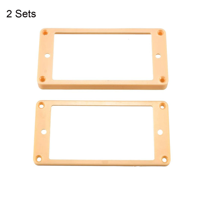 sourcing map Humbucker Pickup Ring Pickup Mounting Frame Curved Bottom 35 for Neck and 79 for Bridge Pickup Cream 2Set