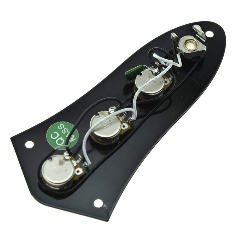 KAISH Fully Loaded Control Plate Pre-Wired Control Plate with Wiring Harness for Fender Jazz Bass J Bass Black