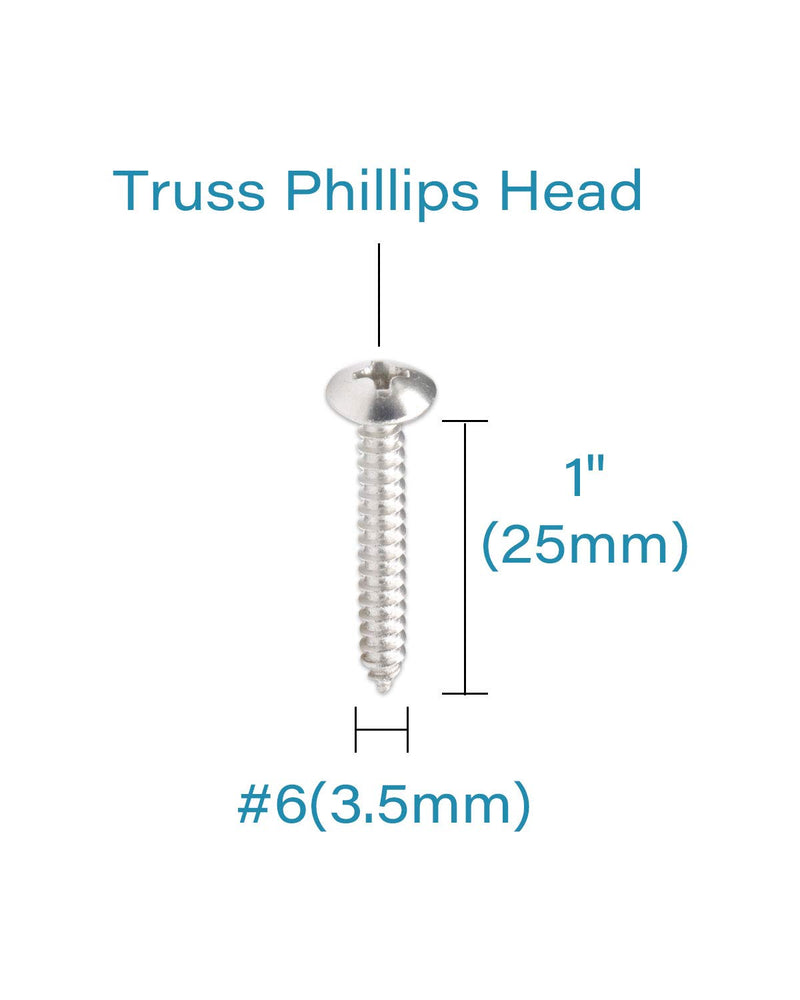 [AUSTRALIA] - 200Pcs #6 x 1" Truss Head Phillips Wood Screws Stainless Steel 304 Self Tapping Screws | by IMSCREWS 200 Pcs #6x1" Silver 