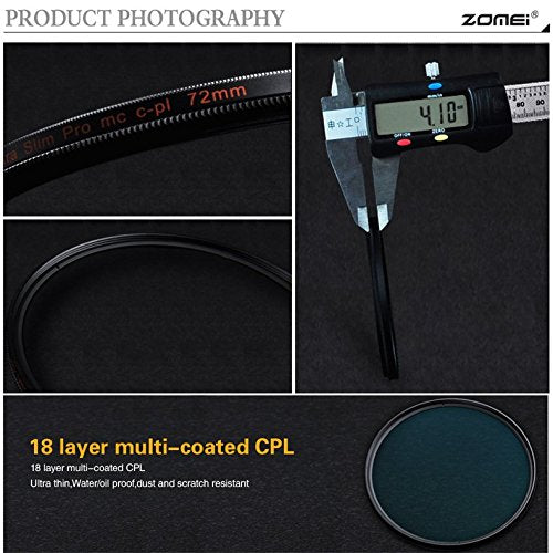 ZOMEI 58mm 18 Layer Multi-Coated HD Ultra Slim Waterproof SHOTT Schott Camera Lens Polarizing Polarizer Circular CIR-PL CPL Filter with Rotating Ring