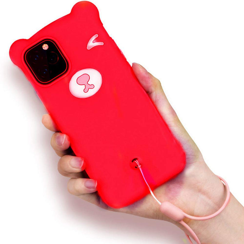 Aulzaju Case for iPhone X/XS, iPhone X 5.8 Inch Liquid Silicone Case Soft Gel Rubber Washable Microfiber Shockproof Cute Bear Cover for iPhone Xs for Girls Women(iPhone x/iPhone Xs 5.8 Inch, Red) iPhone x/iPhone xs 5.8 Inch