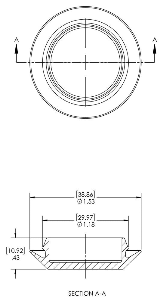 Caplugs 99394405 Plastic Button Plug with Flush Type Heads. BPF-1 1/8-6, PE-LD, Hole Size 1.10-1.15" Metal Thickness .02-.18", Black (Pack of 100)