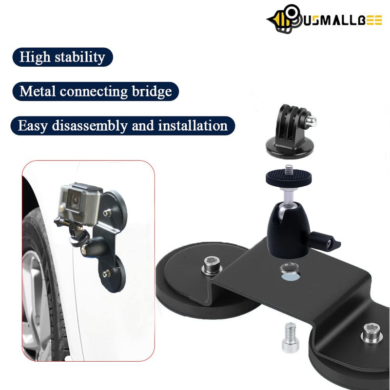 Magnetic Action Camera Mount for Gopro, usmallbee Action Camera Accessory Car External Fixed Suction Cup Bracket, Compatible with GoPro Hero9/Hero8/Hero7, GoPro Max, GoPro, APEMAN, Campark(66mm Base)
