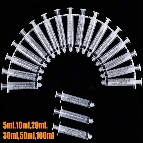 20 Pack 5ml Plastic Syringe Luer Lock With Measurement No Needle for Scientific Labs Liquid Measuring 5ml 20pcs