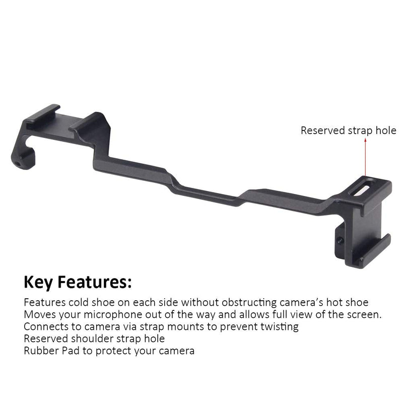 Dual Cold Shoe Adapter Relocation Plate, Easy Hood Microphone Extension Cold Shoe Mount for Sony Alpha A6600 Camera, Vlogging Video Making Shooting Accessory