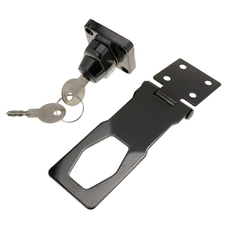 Rannb Key Hasp Lock Bright Dark Grey Twist Knob Keyed Locking Hasp 4 Inch Length Black