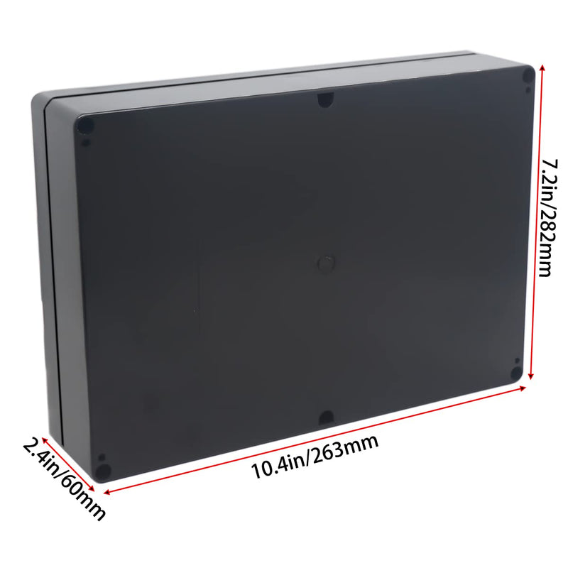 YETLEBOX Watertight Junction Box, IP67 Waterproof Project Box Durable ABS Plastic Electronic Enclosure Case for DIY Electrical Project Black 10.35" x 7.17" x 2.36"(263 x 182 x 60 mm) 10.35" x 7.17" x 2.36"