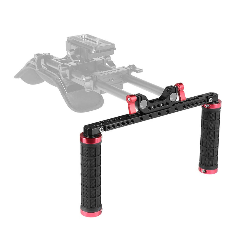 CAMVATE 15mm Rod Clamp Handgrip with for DSLR Camera Shoulder Mount Supporting Rig(Red)