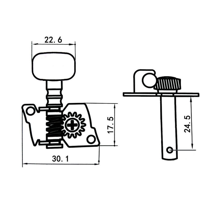 BQLZR Gold-Plated 2R2L Tuning Peg Machine Head Tuners For Ukulele 4 String Guitar
