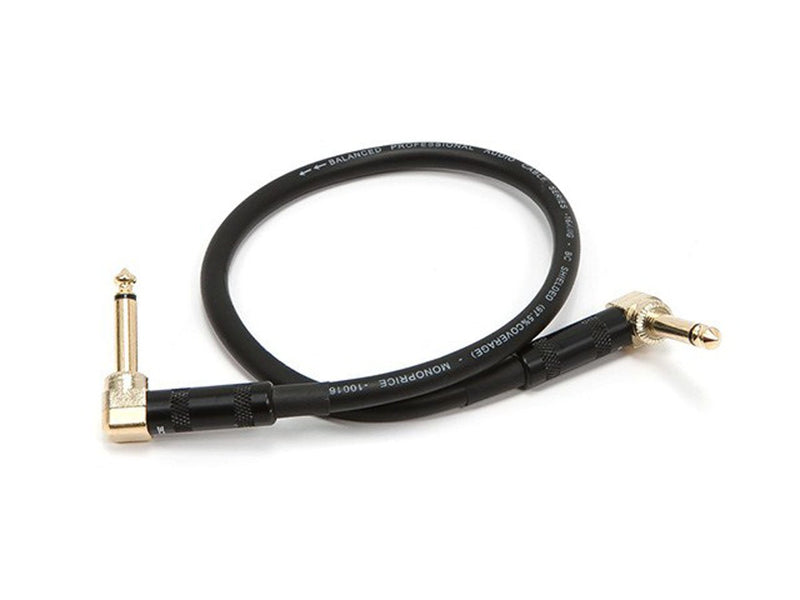 [AUSTRALIA] - Monoprice Premier Series 1/4 Inch (TS) Right Angle Male to Right Angle Male 16AWG Audio Cable Cord - 1.5 Feet- Black (Gold Plated) 1.5ft 