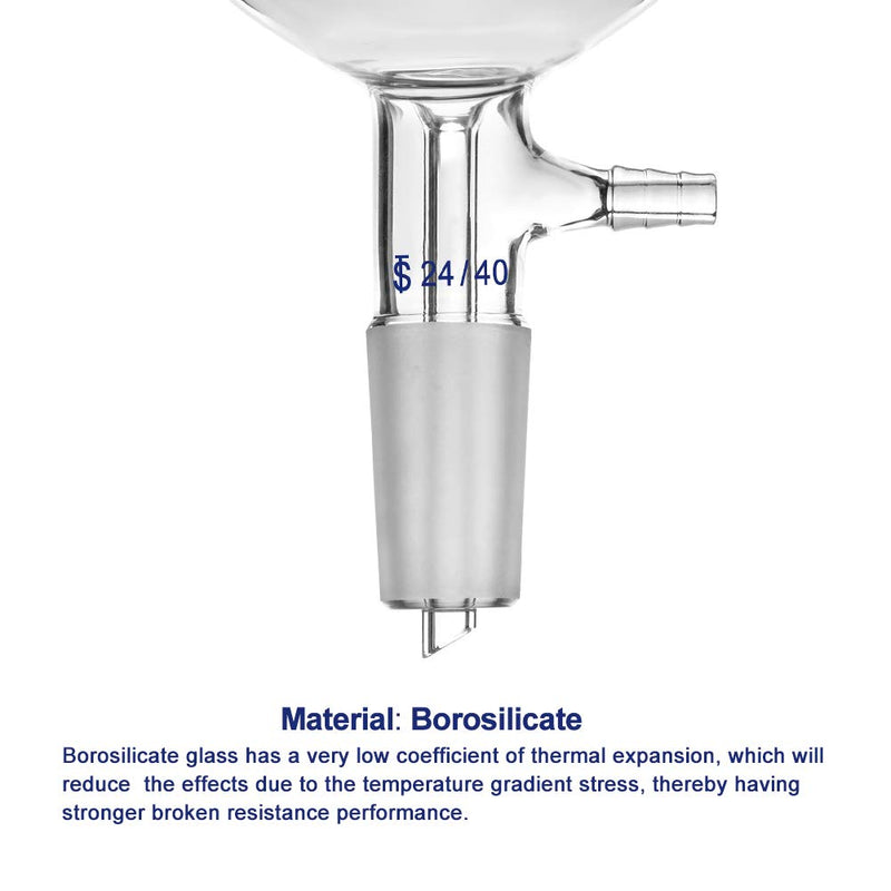 [AUSTRALIA] - Labasics Borosilicate Glass Buchner Filtering Funnel 60ml with Medium Frit (G2), 43mm Inner Diameter, 57mm Depth, with 24/40 Standard Taper Inner Joint and Vacuum Serrated Tubulation (60ml) 60 ml 