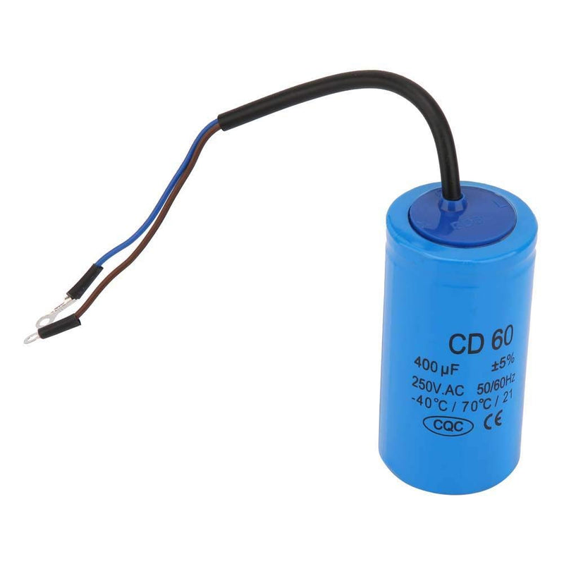 CD60 Run Capacitor with Wire Cable 250V AC 400uF 50/60Hz for Motor Start Motor Air Compressor